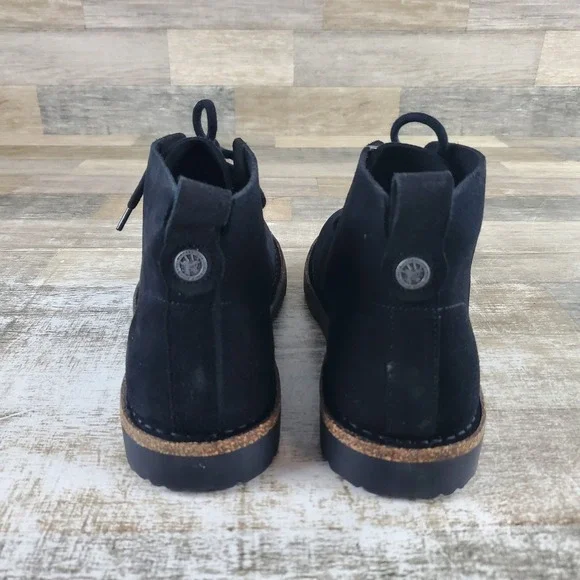 Birkenstock Uppsala Mens Chukka Boots Sz 10 Black Suede Leather Lace-Up Mid Top